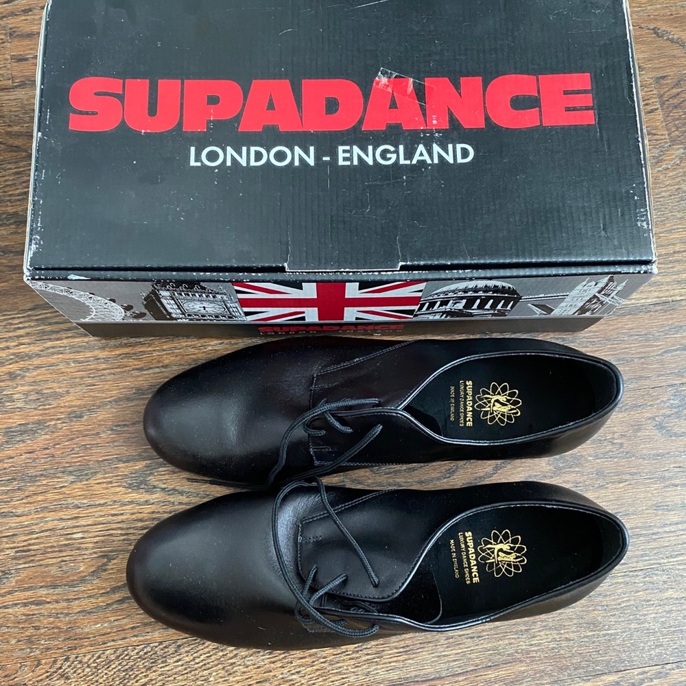 Supadance black leather low heel
